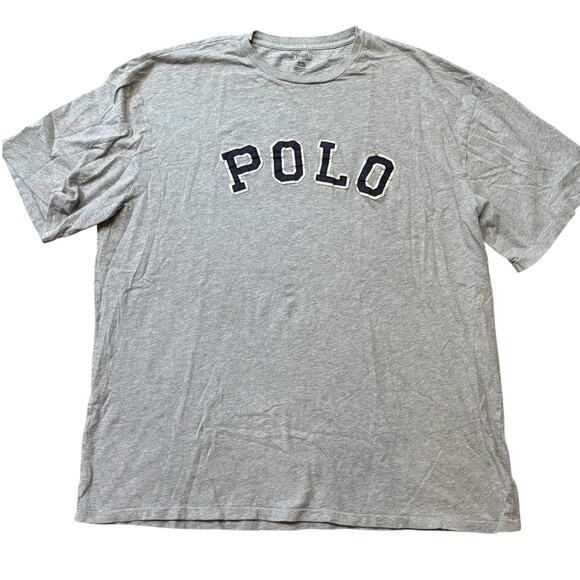 Polo Ralph Lauren 2XLT Light Heather Gray Embroidered Blue Fabric Spell Out Logo - Picture 1 of 6